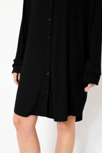 Load image into Gallery viewer, Ladies Winter Luxury Sleep Shirt - Black Rib Bamboo