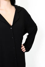Load image into Gallery viewer, Ladies Winter Luxury Sleep Shirt - Black Rib Bamboo