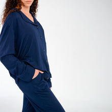 Load image into Gallery viewer, Ladies Button-Up Pajamas - Navy