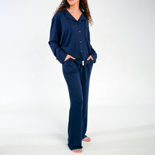 Load image into Gallery viewer, Ladies Button-Up Pajamas - Navy