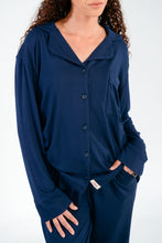 Load image into Gallery viewer, Ladies Button-Up Pajamas - Navy