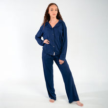 Load image into Gallery viewer, Ladies Button-Up Pajamas - Navy
