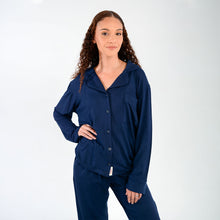 Load image into Gallery viewer, Ladies Button-Up Pajamas - Navy