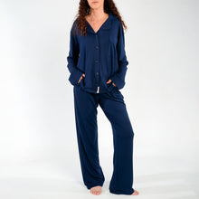 Load image into Gallery viewer, Ladies Button-Up Pajamas - Navy