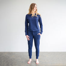 Load image into Gallery viewer, Ladies Winter Pajamas set - Navy Blue