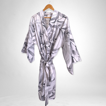 Load image into Gallery viewer, Ladies Kimono Gown -  White and Grey leaf