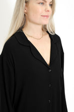 Load image into Gallery viewer, Ladies Winter Luxury Sleep Shirt - Black Rib Bamboo
