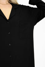 Load image into Gallery viewer, Ladies Winter Luxury Sleep Shirt - Black Rib Bamboo
