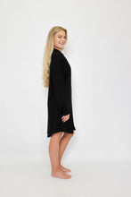 Load image into Gallery viewer, Ladies Winter Luxury Sleep Shirt - Black Rib Bamboo
