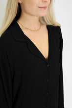 Load image into Gallery viewer, Ladies Winter Luxury Sleep Shirt - Black Rib Bamboo
