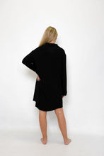 Load image into Gallery viewer, Ladies Winter Luxury Sleep Shirt - Black Rib Bamboo
