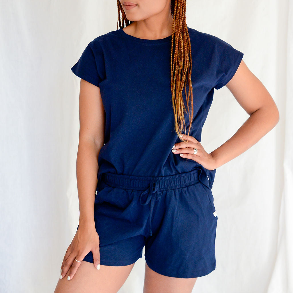Ladies Summer Pajama Set - Navy